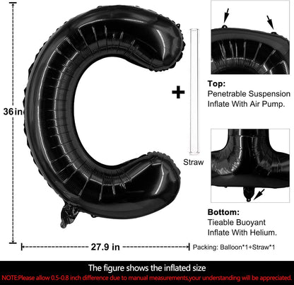 Lovoir 40 Inch Large Black Letter A Balloons Big Size Jumbo Mylar Foil Helium Balloon for Birthday Party Celebration Decorations Alphabet Black A
