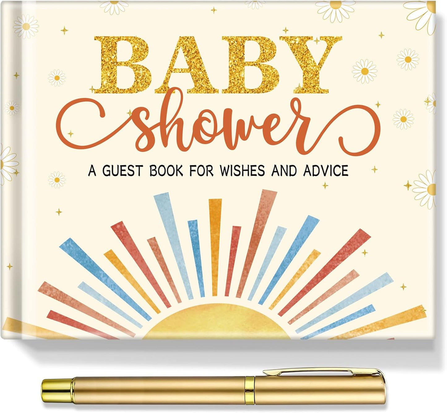 Fuyoooo 27 Pcs Safari Animal Baby Shower Guest Book Set Baby Shower Sign in Guest Floral Book Place Table Cards with Gold Pen Adhesive Photo Corner for Birthday Party