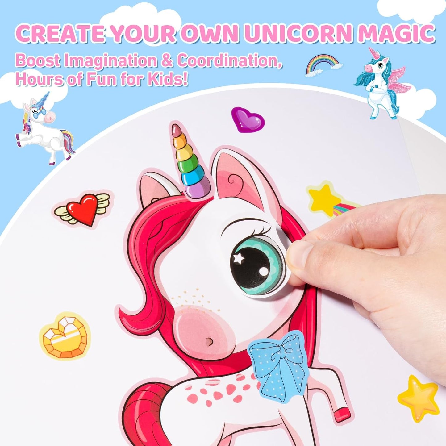 Aowplc 36 Pcs Make-A-Face Sticker Sheets Kids Party Favors Mix and Match Stickers with Dinosaurs, Mermaids, Unicorns, Horses, Farm & Sea Animals for Parties, Birthdays, Classroom Activities & Crafts