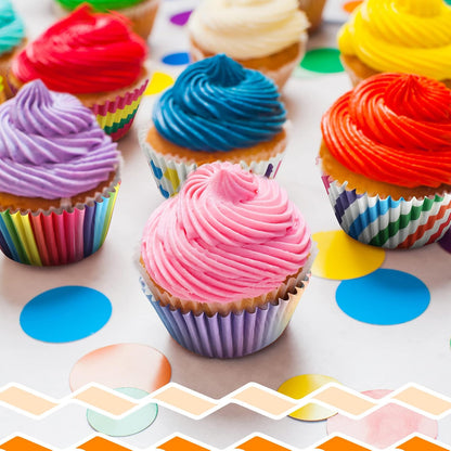 Chengu 600 Pieces Rainbow Cupcake Liners Rainbow Cupcake Wrappers Baking Cups Liners, Colorful Cake Paper Cup Baking Cups for Cake Candy Supplies(Vivid Style)