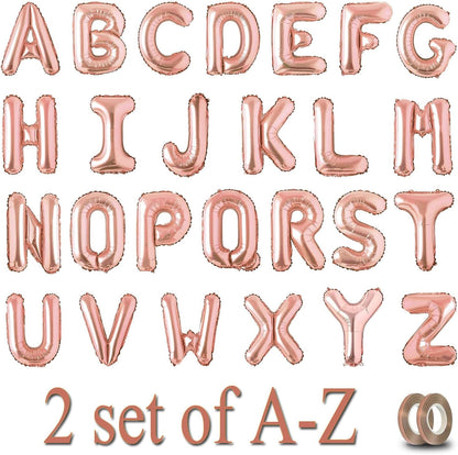 52 Pcs Gold Letter Balloons Foil Alphabet A to Z Balloons Personalized Phrase Banner for Birthday Shower Wedding Party Supplies Custom Balloon Decor 16 Inch