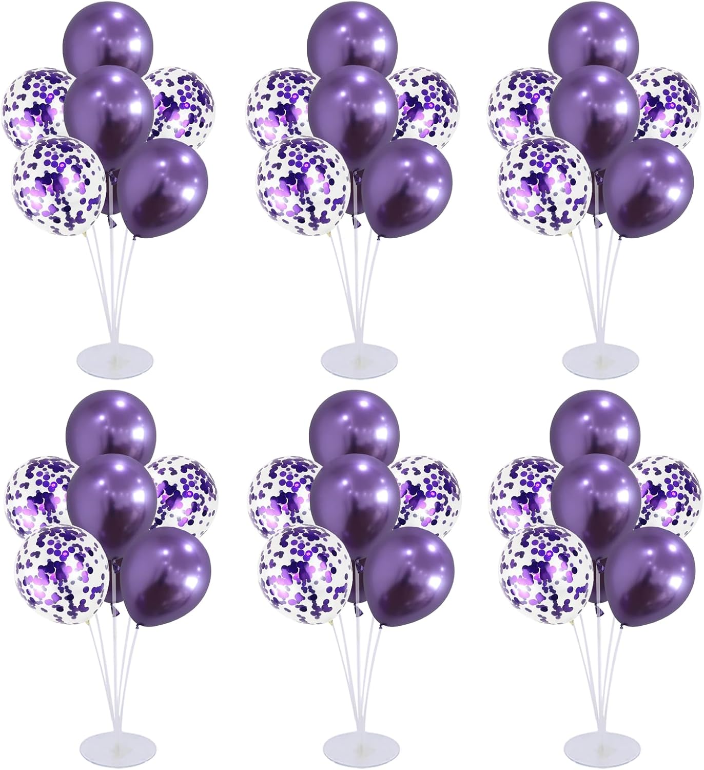 6 Set Balloon Stand Kit for Table Centerpieces With Balloon and Base Party Decorations for Birthday Wedding Retirement Graduation Baby Shower (Black Gold)