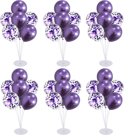 6 Set Balloon Stand Kit for Table Centerpieces With Balloon and Base Party Decorations for Birthday Wedding Retirement Graduation Baby Shower (Black Gold)