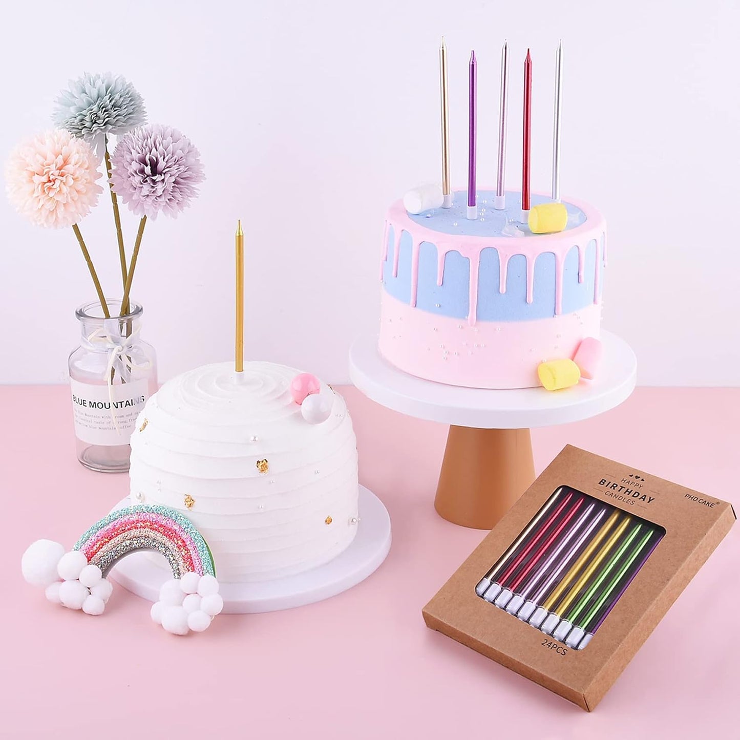 PHD CAKE Champagne Gold Long Thin Metallic Birthday Candles, Cake Candles, Birthday Parties, Wedding Decorations, Party Candles
