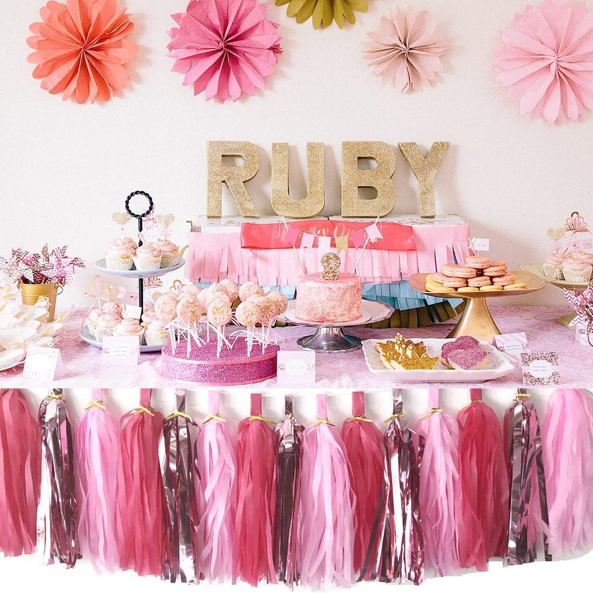 30pcs Paper Tassels Garland Banner Tissue Paper Tassel DIY Hanging Paper Decorations Party Tassel Garland Decor Baby Shower Nursery Wedding Festival Baby Shower Decoration(30, White)