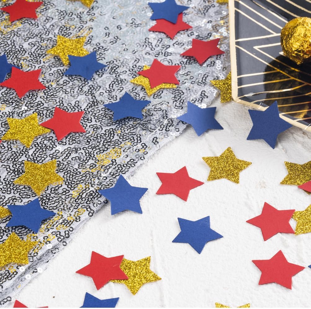 MOWO Glitter Five Stars Confetti Wedding Party Decor and Table Decor, 1.2’’ in Diameter (Glitter Gold,200pc)