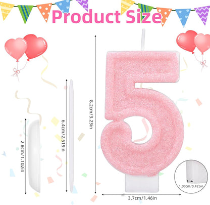 Pink Number One Birthday Candles, Romantic Cake Glitter Pink Number 1st Candles Anniversary Cake First Topper Decoration Cute Birthday Party Supplies for Wedding Anniversary Celebration Supplies (1)