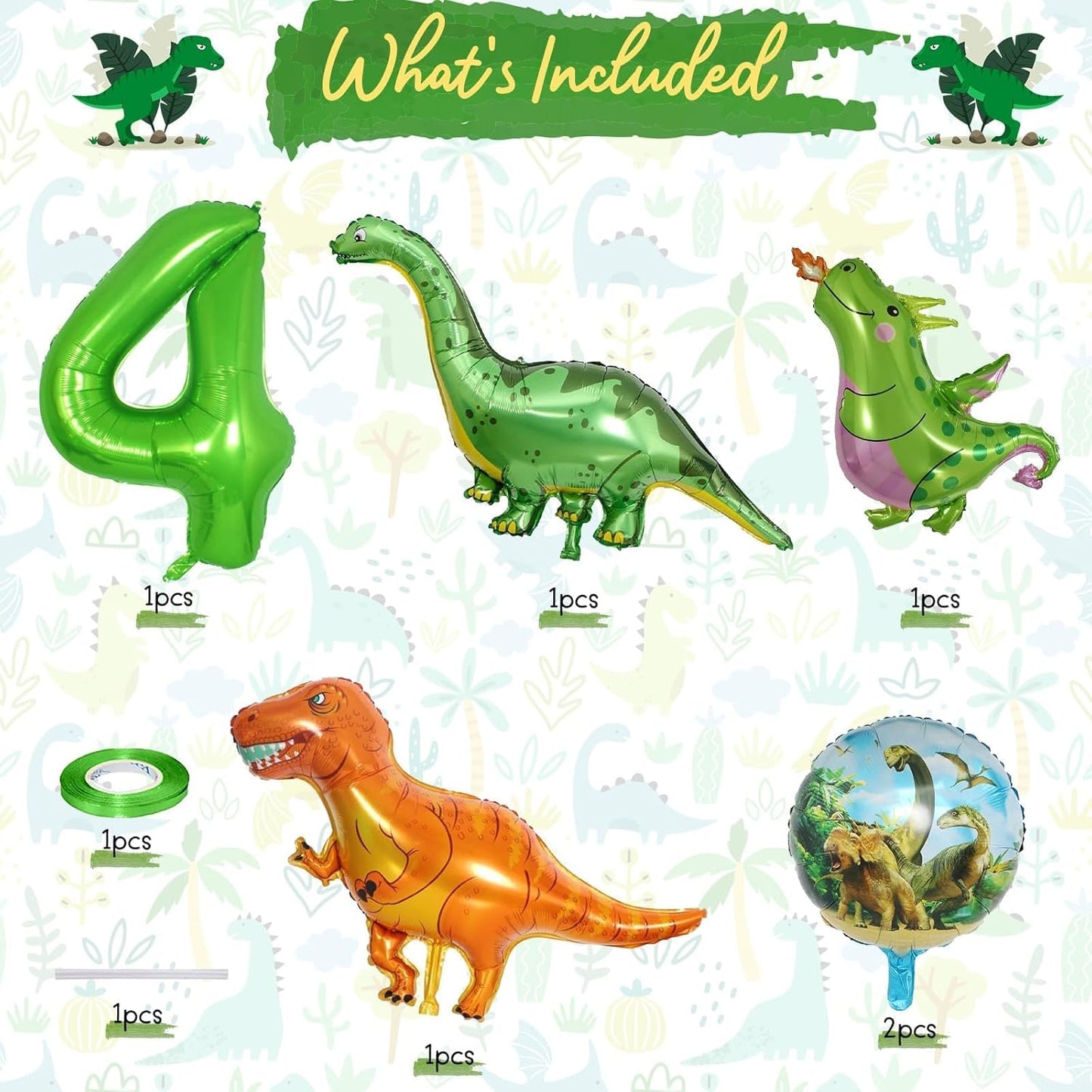 Dinosaur 5th Birthday Decorations, Dinosaur Birthday Party Decorations with Giant Inflatable Dinosaur Balloons 40 Inch Helium Foil Mylar Number 5 Balloons for Dinosaur Theme Birthday Party Decorations