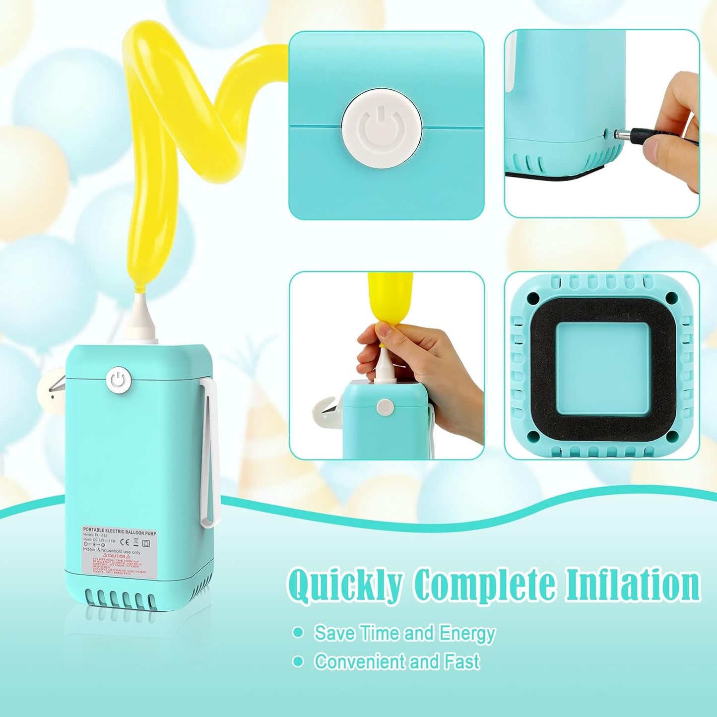 Ball Pump Balloon Pumps Electric, Balloon Pump Portable Long Animal Balloon Pump, Electric Blower Machine Inflator Basketball Pump 260 Balloon Pump for Party/Wedding/Birthday Decorations