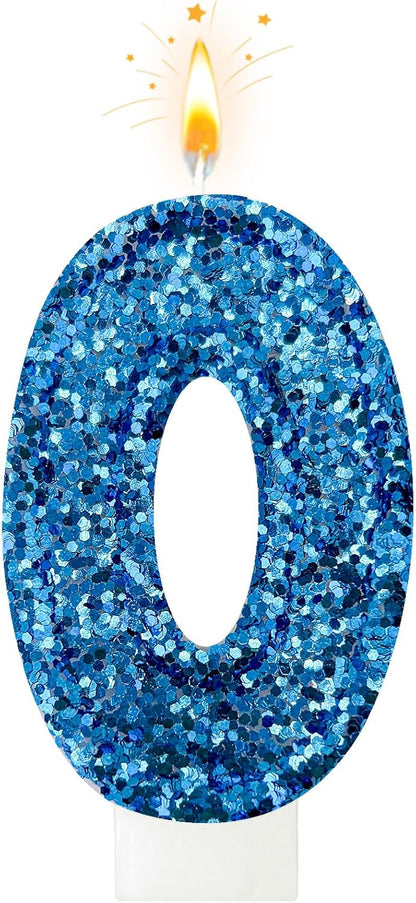 Birthday Number Candles, Glitter Number Candle Cake Decorations with Sequins, Cupcake Decorations for Girls, Women, Party Anniversary Celebrations (Number 6, Purple)