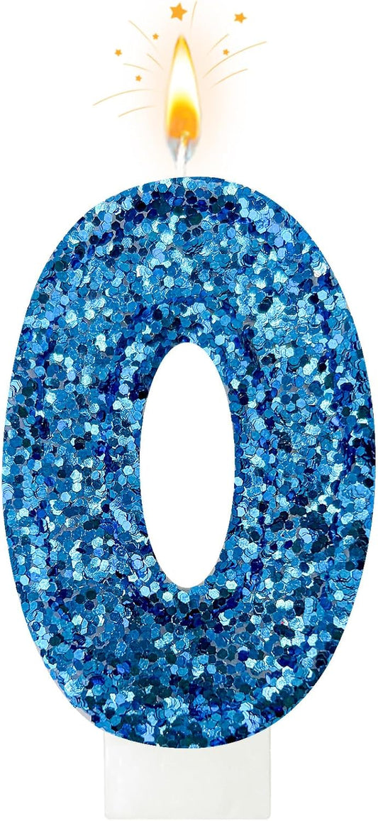 Birthday Number Candles, Glitter Number Candle Cake Decorations with Sequins, Cupcake Decorations for Girls, Women, Party Anniversary Celebrations (Number 6, Purple)