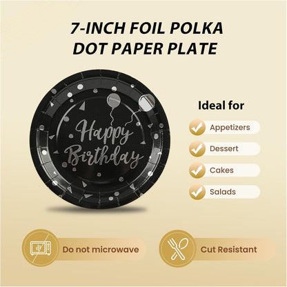 75PCS Paper Plates and Napkins Set - White and Gold Dot Disposable Party Dinnerware Includes Paper Plates, Napkins, Forks Decorations for 2026 New Year, Birthday, Wedding and Holiday, Serves 25