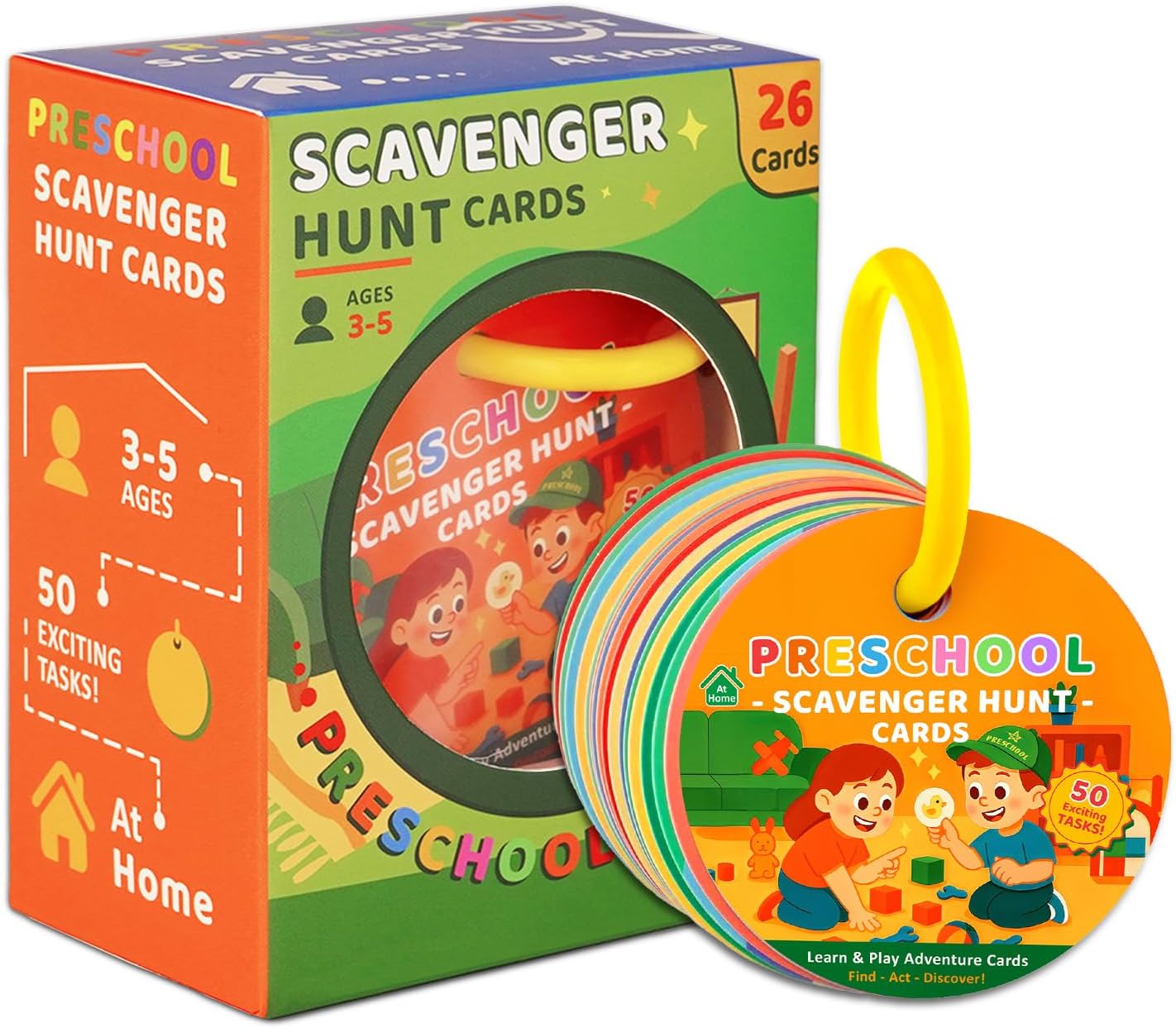 Home Scavenger Hunt Cards: 50 Toddler Indoor Find & Learn Activities | Fun Educational Games for 3-5 Year Olds | Preschool Boys & Girls Early Development (Indoor)