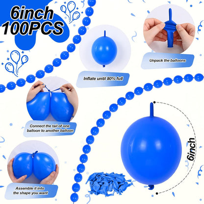 Gold Quick Link Balloons, 60PCS Linking for Balloon Wall Arch Chains, 6inch Linkable for Wedding Birthday Baby Shower Engagement Graduation Party Decorations
