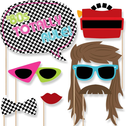 Big Dot of Happiness 80's Retro - Totally 1980s Photo Booth Props Kit - 20 Count
