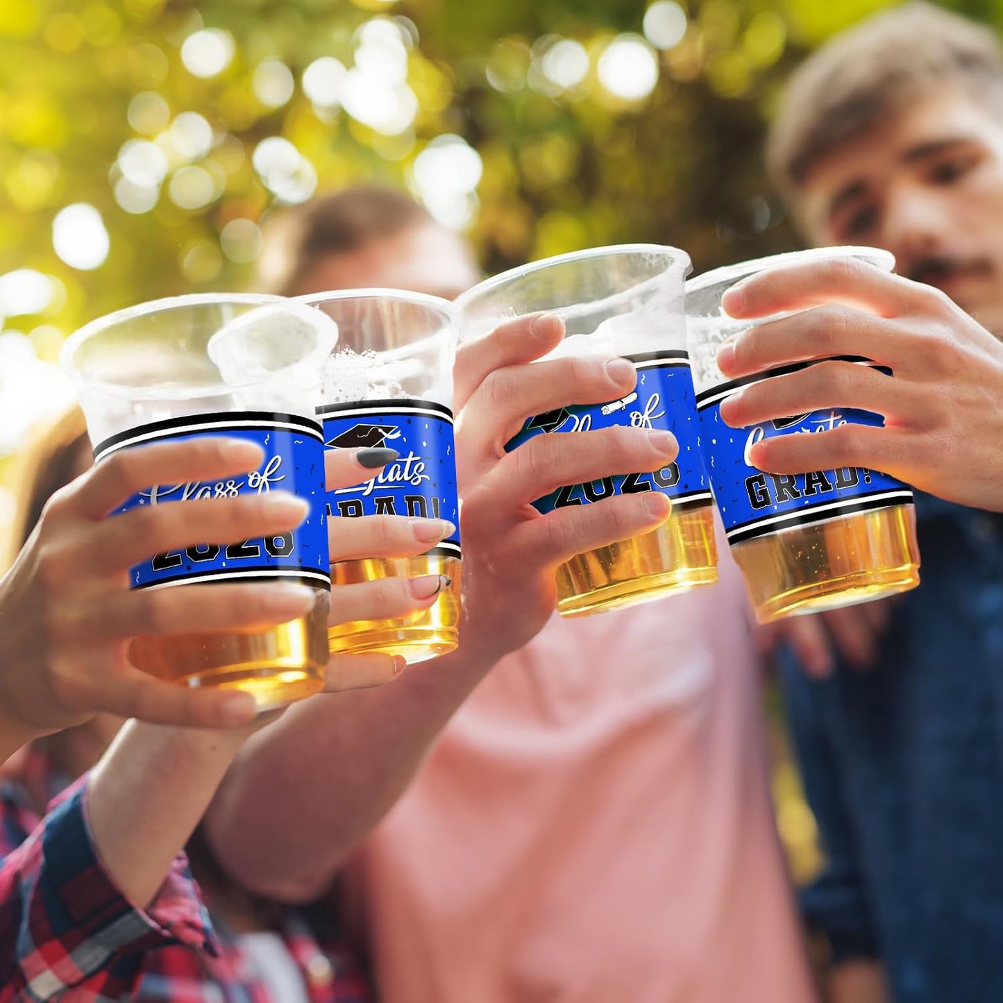 Gatherfun Graduation Decorations 2026-100 Pcs 16oz Blue Graduation Plastic Cups for Grad Party | Sturdy & Durable Drinkware for Grad Festivities | Essential Grad Party Supplies & Decorations