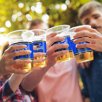 Gatherfun Graduation Decorations 2026-100 Pcs 16oz Blue Graduation Plastic Cups for Grad Party | Sturdy & Durable Drinkware for Grad Festivities | Essential Grad Party Supplies & Decorations