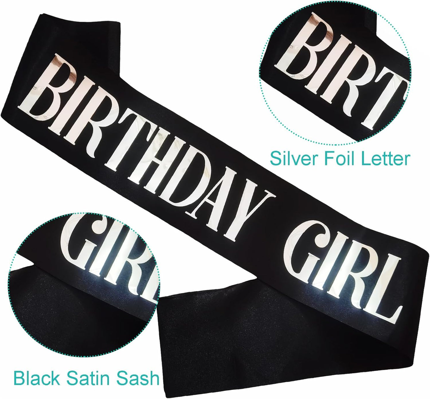 Birthday Girl Sash, Pink Foil White Birthday Sash for Girl Sweet 16th 18th 20th 21st 30th Fun Birthday Party Gifts Favors Decorations