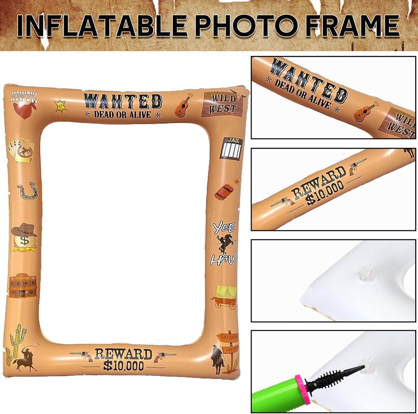Hawaiian Party Photo Booth Props Kit, 30 PCS Luau Photo Booth Props with Large Inflatable Selfie Picture Frame for Hawaiian Tropical Tiki Summer Pool Party Supplies