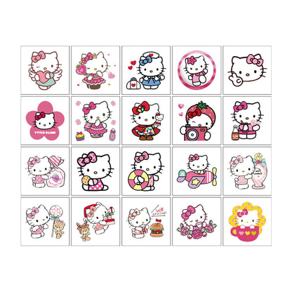 40Sheets Cartoon Hello Kitty Temporary Tattoos Birthday Themed Party Supplies Decoration Favors Cartoon Cute Kitty Sticker for Kids Boys Home Activity Class Prizes Carnival Christmas Rewards (Hell40)