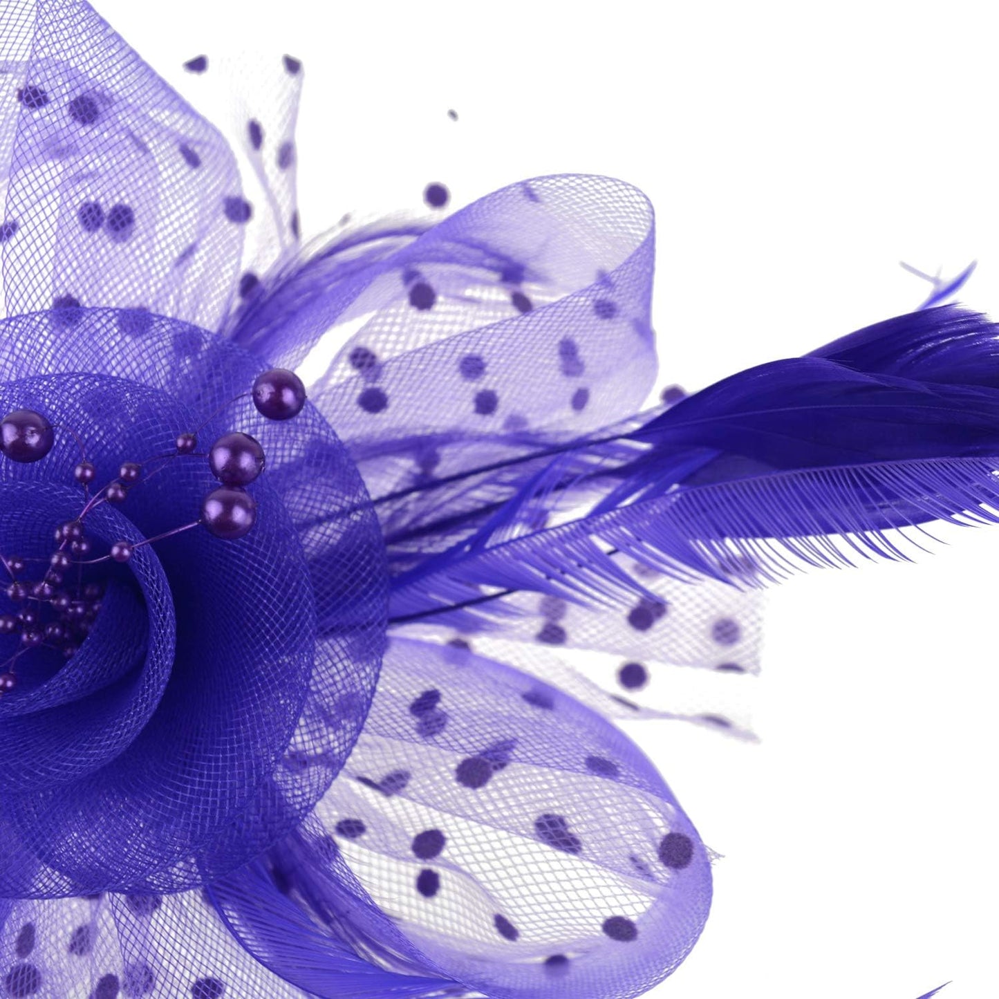 DRESHOW Fascinators Hat Flower Mesh Ribbons Feathers on a Headband and a Clip Tea Party Headwear for Girls and Women - Colors A