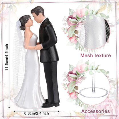 Remerry 4.5" Wedding Bride and Groom Cake Topper Vintage Elegant Wedding Cake Topper Couple Figurine Novios Para Pastel for Engagement Romantic Funny Couple Statue Anniversary(Romantic Era,White)