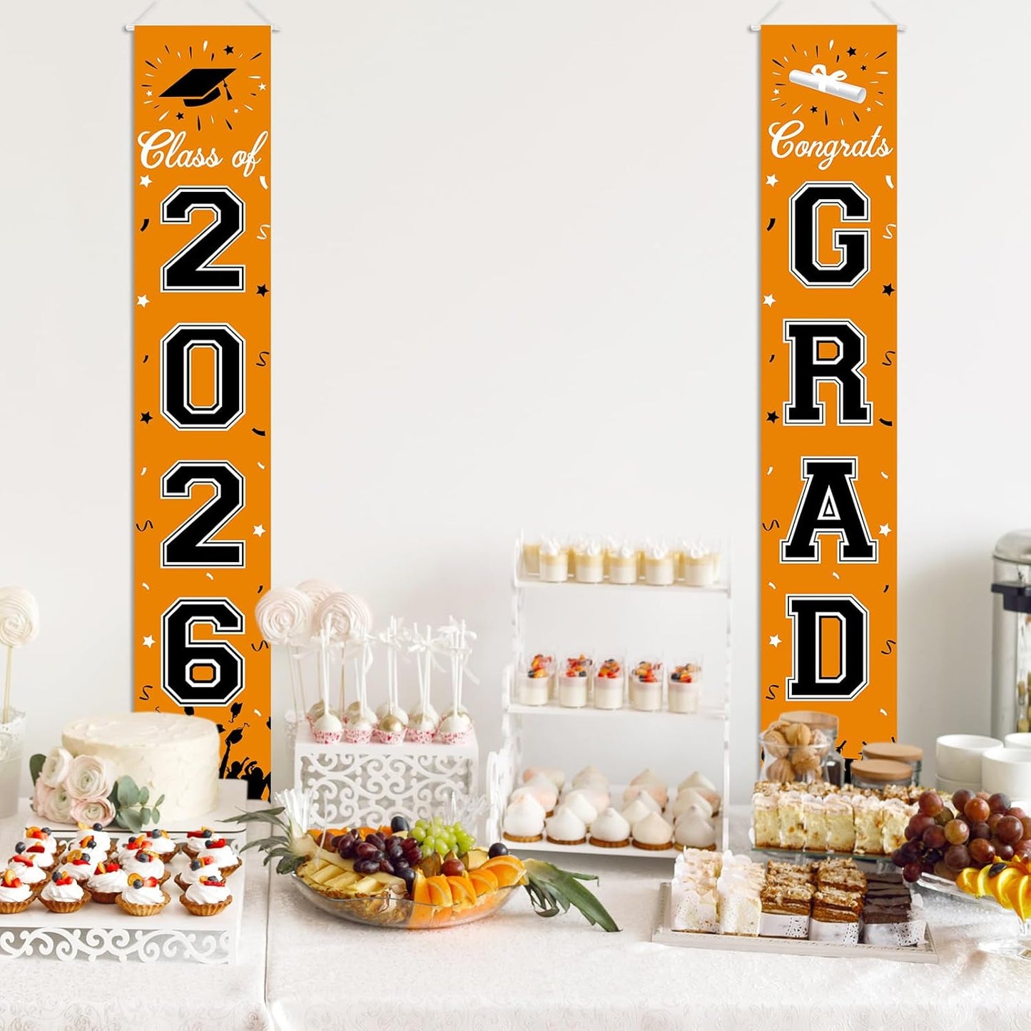 2026 Graduation Decorations, Graduation Banner Class of 2026, Hanging Congratulations/Congrats Grad Banner for Door and Porch, Party Decor - Black