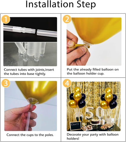 Balloon Stand Kit For Table - 4 Sets Balloon Sticks with Base For Birthday Graduation Party Decorations