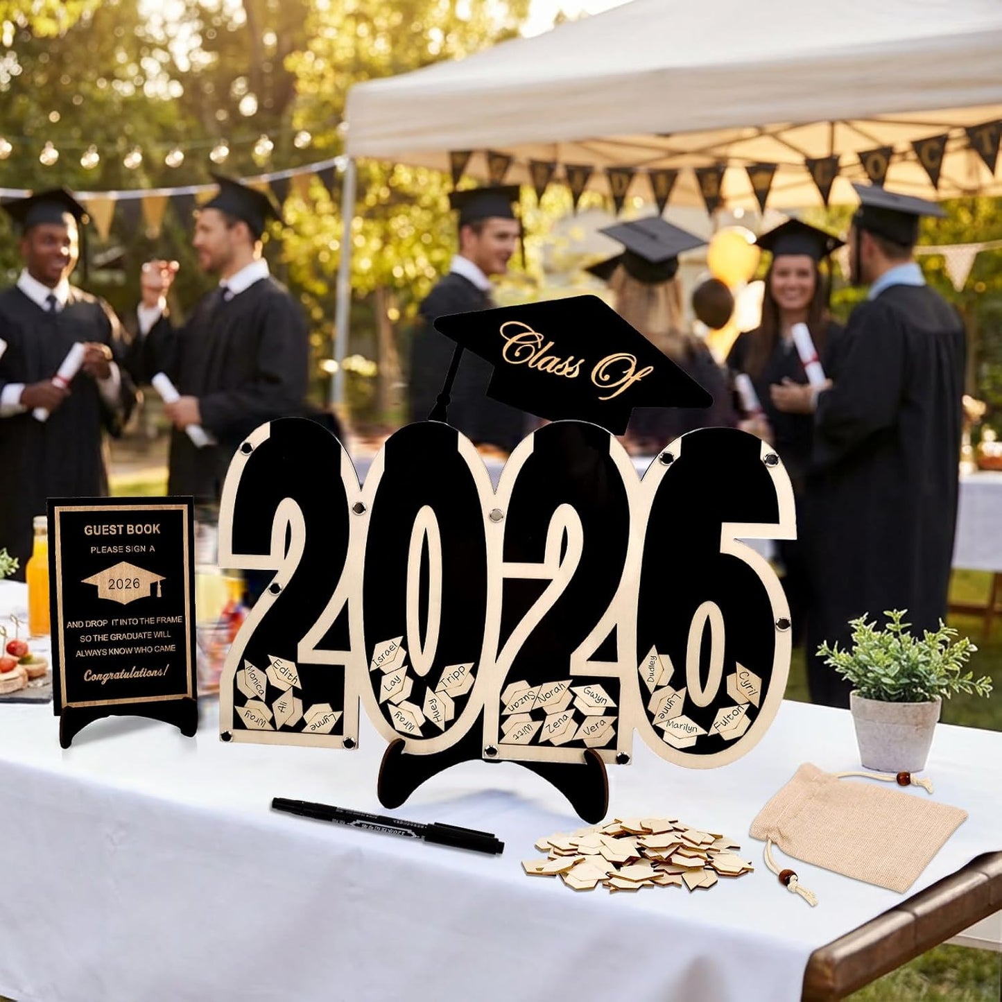 2026 Graduation Guest Book Alternative, Black Happy Graduation Party Decorations, Class of 2026 Congrats Graduates Signature Guestbook Gifts for College High School Students Friends Men Women