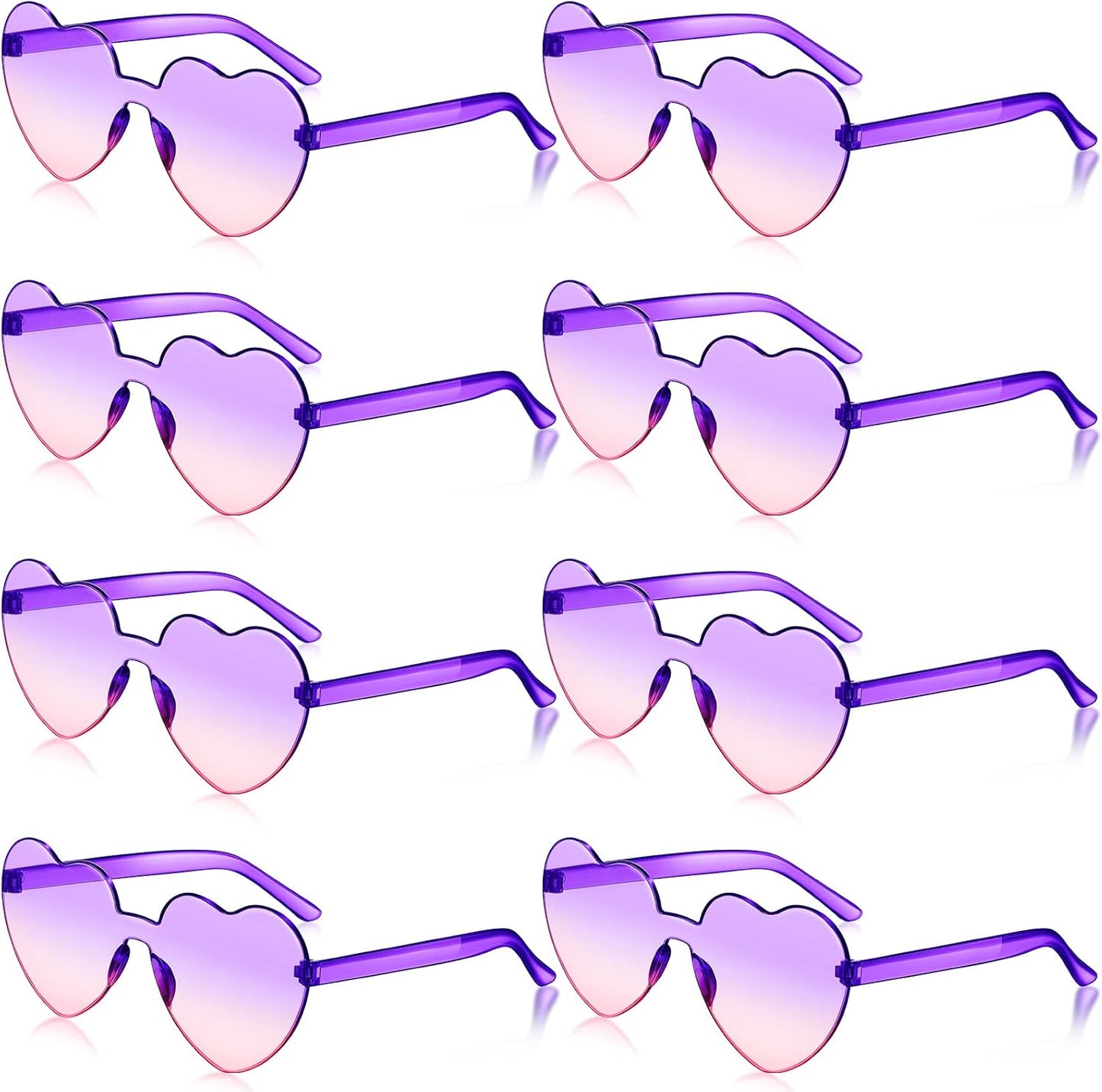 Frienda 8 Pairs Heart Shaped Sunglasses for Women Rimless Heart Glasses Candy Color Sunglasses for Party Favor