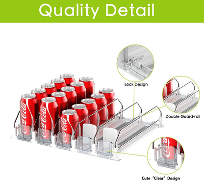 IBORING Drink Organizer for Fridge,Self Pushing Fridge Drink Organizer,Automatic Drink Dispenser for Fridge-Holds up to 30 Cans