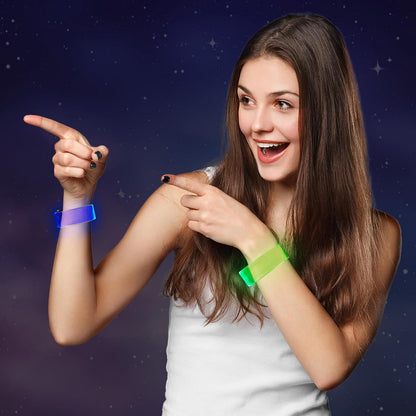 Yowivon Led Light Up Bracelets with Clasp, Glow in the Dark Party Supplies Neon Rave Accessories Cool Halloween Birthday Party Favors, 1 Pcs
