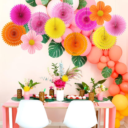 Party Hanging Paper Fans Decoration Set for Wedding Birthday Party Mother's Day Round Events Accessories Set of 8