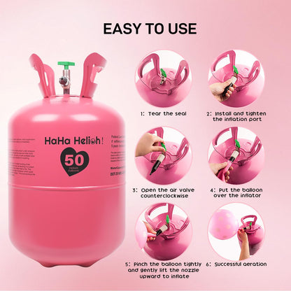 Helium Tank For Balloons At Home,13L Helium Tank Up To 50 Latex Balloons, Includes Filling Nozzle, Ideal for Birthday, Wedding & Party Decoration