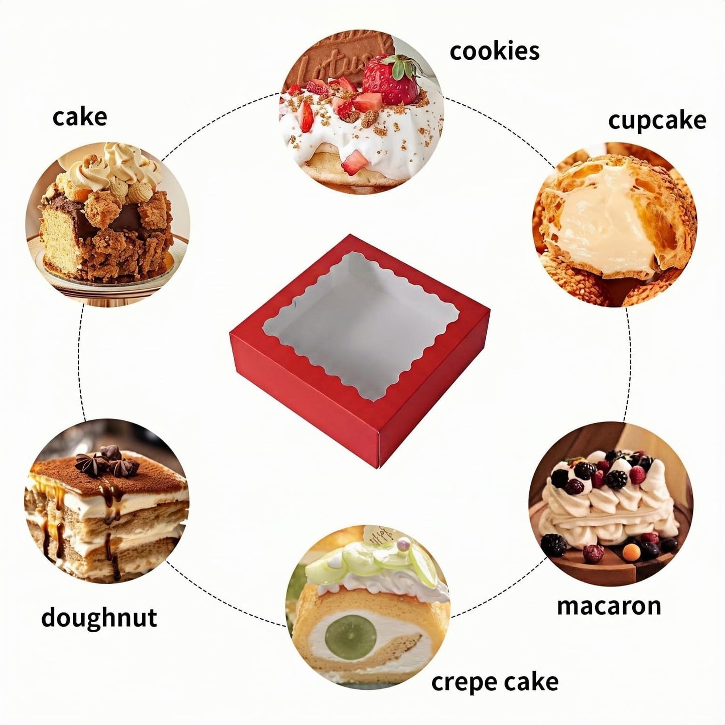 24 pcs12x12x3 Inch Bakery Boxes with Window, White 12 inch Cake Pastry large Pie Cookie Box for Dessert,strawberry,Chocolates Boxes