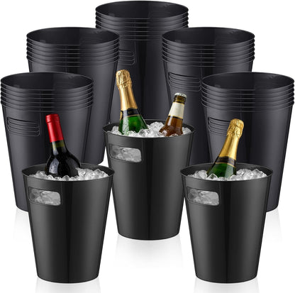 meekoo 32 Pack Gold Ice Buckets for Parties, 3l Plastic Beverage Bucket with Handle, Large Drink Tub Cooler for Champagne, Wine, Beer, and Soda, Beverage Tubs for Wedding, Bar, Table Display