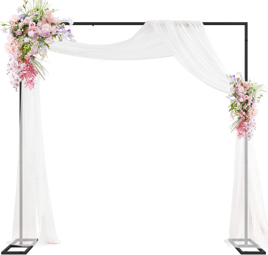 Putros Heavy Duty Backdrop Stand 8ft x 8ft Gold Pipe and Drape Kit Adjustable Metal Backdrop Sand for Wedding Photobooth Exhibition Decoration