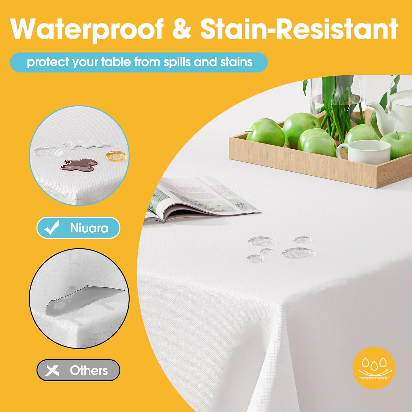 Niuara White Plastic Table Cloth - 4 Pack 54" × 108" Rectangle Disposable Tablecloths for 6FT Tables, Table Cover for Party, Holiday & Gathering Use