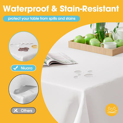 Niuara White Plastic Table Cloth - 30 Pack 54" × 108" Rectangle Disposable Tablecloths for 6FT Tables, Waterproof Table Cover for Party, Holiday & Gathering Use