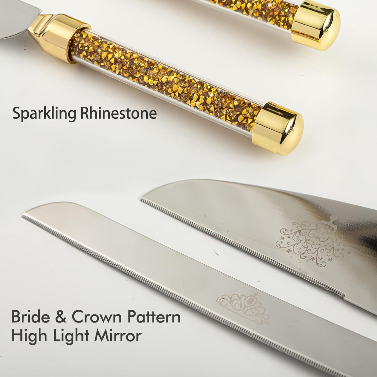 Wedding Cake Knife and Server Set, Wedding Cake Cutting Set with Mr and Champagne Flutes Glasses for Bride and Groom Gifts for Couples