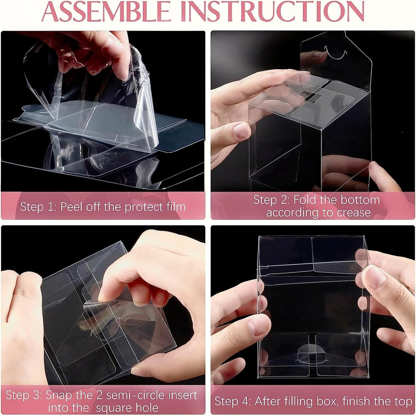 JOERSH 2x2x2 Inches Clear Boxes for Favors with Gift Ribbons, 60 PCS Mini Transparent Cube Wedding Baby Shower Birthday Party Favor Boxes, Small Gifts Display Individual Macaron Box
