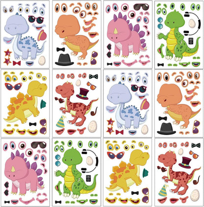 24 Sheets 8.27''×5.9'' Make Your Own Stickers for Kids Toddlers, Make a Face Stickers Mix and Match with Unicorns Dinosaur Horse and Sea Animals for Kids Party Favors Activities