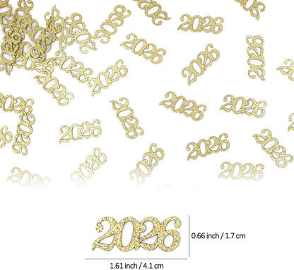Gold Graduation Confetti Class of 2026, Glitter 2026 Confetti 120pcs for Graduation Party Decorations and New Years Eve Party Supplies 2026.
