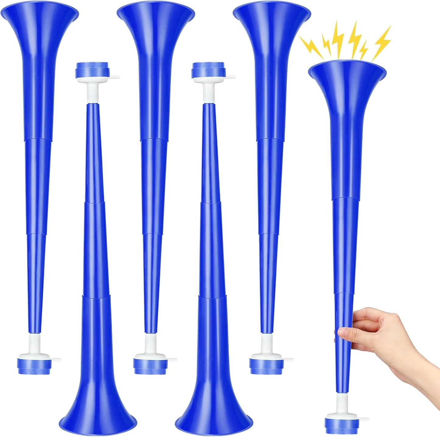 6 Pcs Stadium Horn for Adult, 21 Inch Vuvuzela Plastic Collapsible Cheering Trumpets for Sporting Events Football Carnival Party, Red