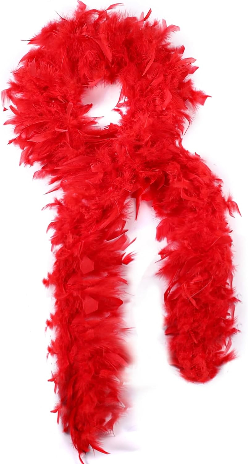 SOGUGOM Red 35g Feather Boas - 2 Yards Boa Feathers for Party, Wedding, Centerpieces, Concert, Costume and Christmas Tree(Red)