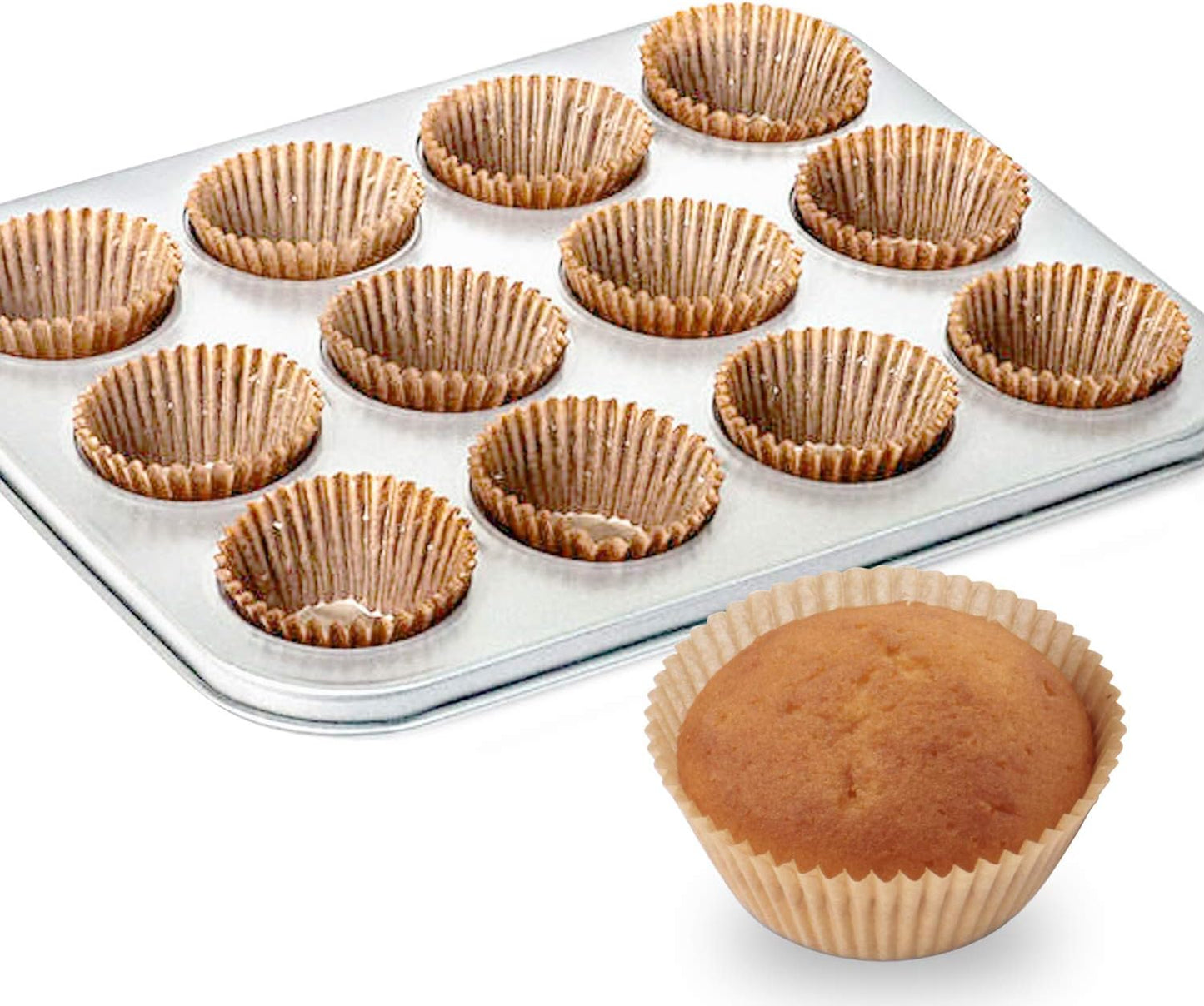 Caperci Standard White Cupcake Liners 500 Count, No Smell, Food Grade & Grease-Proof Baking Cups Paper