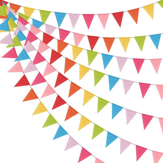 Tatuo 100 Pcs Pastel Pennant Flags Bunting Banner Pastel Fabric Triangle Flag Garland for Birthday Bridal Party Multicolored Decoration Hanging on Wall Ceiling Window (Mixed Color)