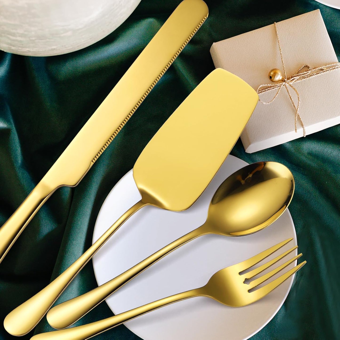 Stainless Steel Serving Utensil Set 10-Piece Buffet Flatware Catering Silverware with Bread Tong,Cake Spatula,Serving Ladles,Salad Fork,Cheese Knife,Large Spoon for Parties Buffet