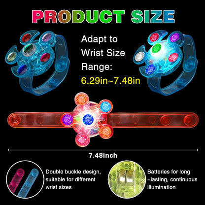 BSTDECOR Glow in The Dark Party Favors for Kids-14 Pack LED Light Up Fidget Spinner Bracelets, Birthday Gifts Treasure Box Toys Classroom Prizes Goodie Bags Stuffers Easter Basket Stuffers