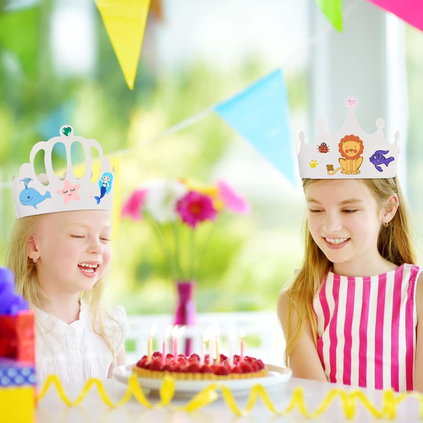 Thenshop 120 Pcs White DIY Paper Crowns for Kids to Decorate Blank Birthday Party Decoration Crowns for Kids Princess Queen(Stylish Style)